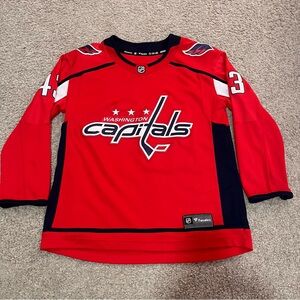Fanatics Kids Red and Navy Capitals Jersey